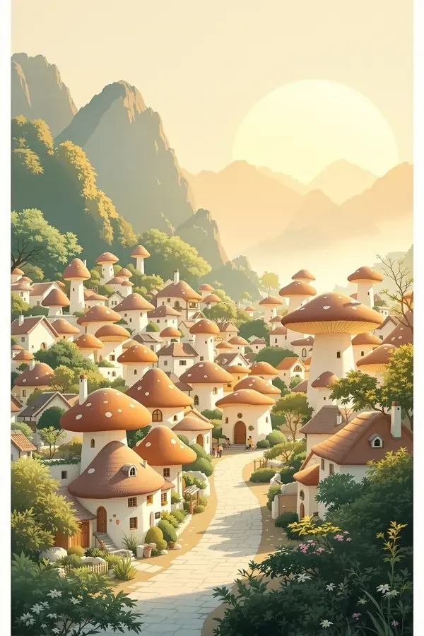 蘑菇镇的早晨